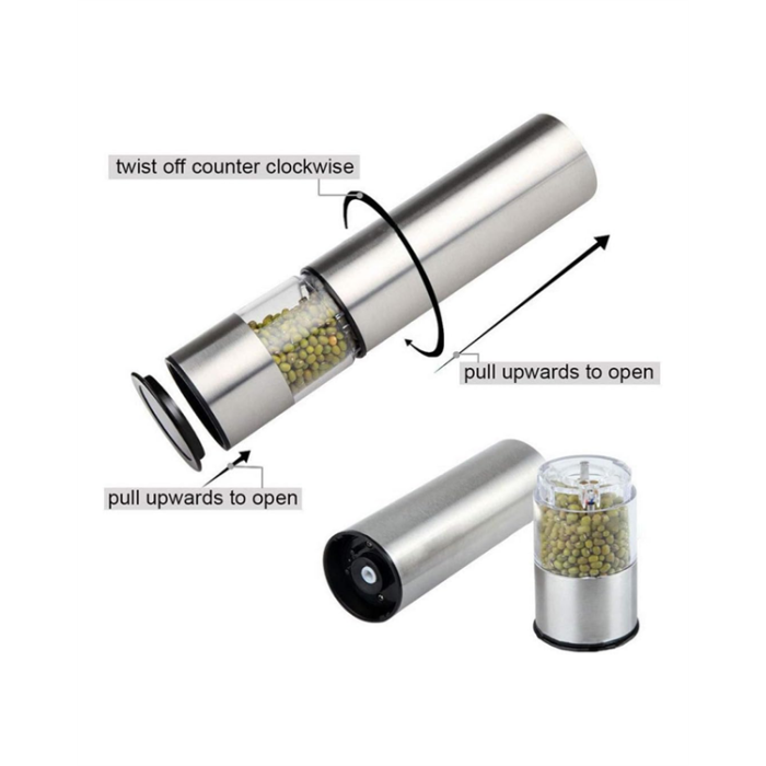 Şeffaf Hazneli Elektrikli Tuz Karabiber Öğütücü Pilli Taşınabilir Mutfak Aleti -