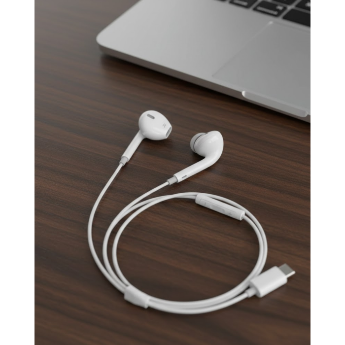 Type C Uyumlu Mikrofonlu Kulak İçi Kulaklık Konforlu Tasarım -