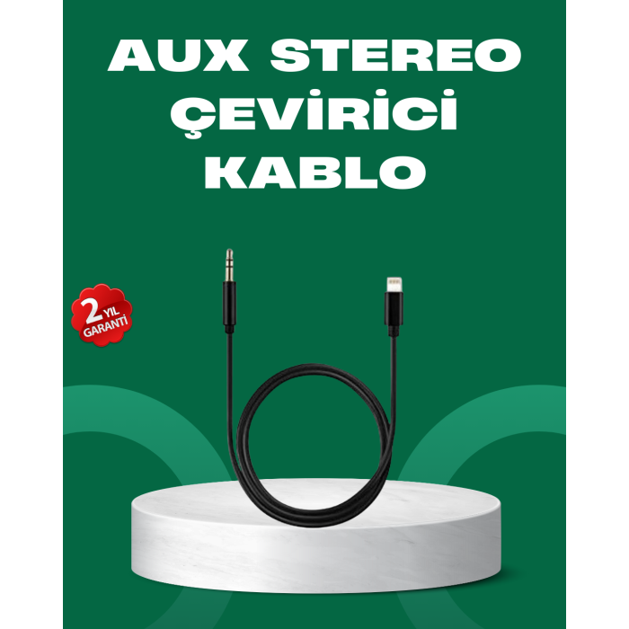 Lightning to 3.5mm Aux Ses Dönüştürücü Kablo 1 Metre Stereo Uyumlu -