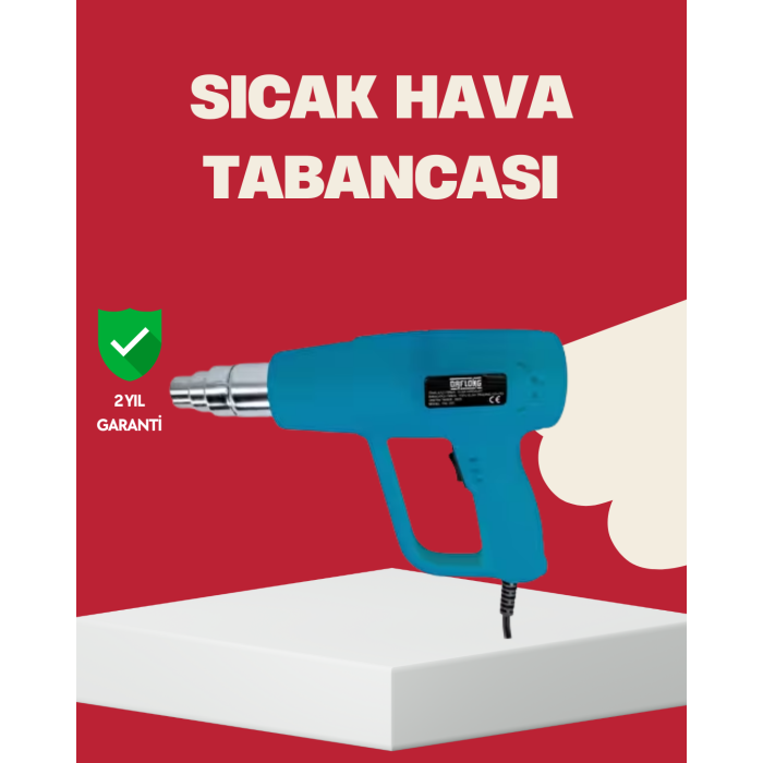 2 Kademeli Güçlü Sıcak Hava Tabancası 380° – 500° Isı Ayarı -