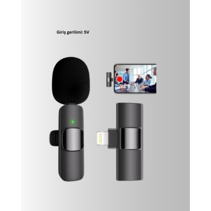 Çift Mikrofonlu Kablosuz Kayıt Seti iPhone Uyumlu Mini Mikrofon -