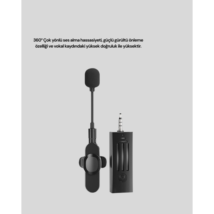 Kablosuz 2.4 GHz Yaka Mikrofonu – 60 m Menzilli, Gürültü Azaltıcı, Şarjlı ve Taşınabilir -