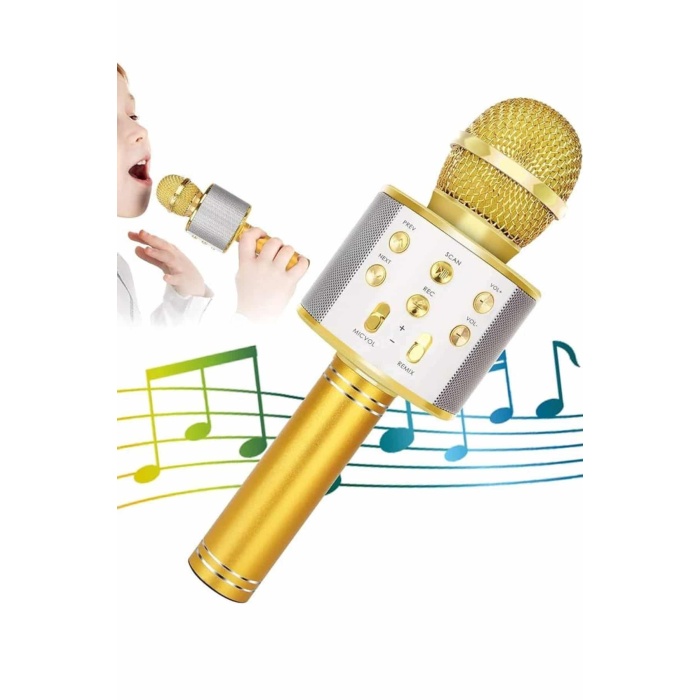 Karaoke Mikrofon Dahili Hoparlörlü Sd-usb-aux Girişli Bluetooth Hoparlör -