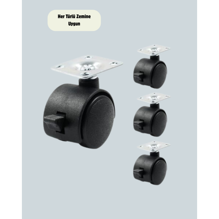 Kilitli Mini Tekerlek Ayak 4 cm 4’lü Set -