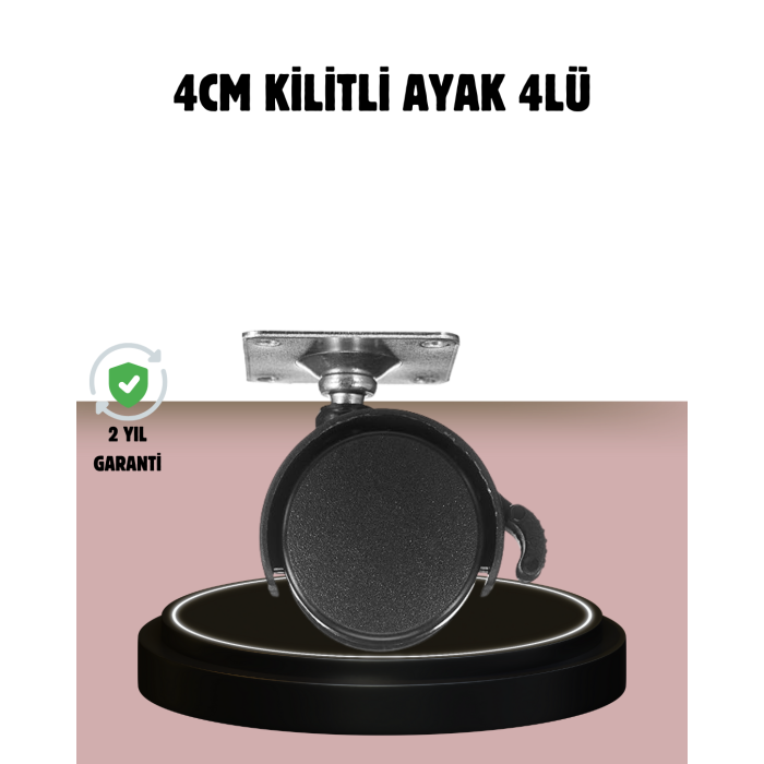 Kilitli 4 cm Tekerlek Ayak 4’lü Set Zemin Koruyucu -