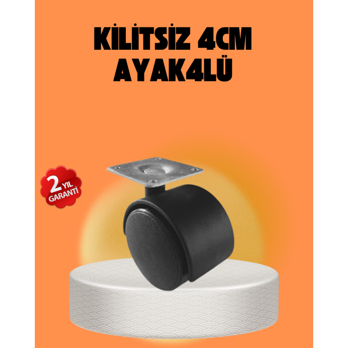 Kilitsiz 4 cm Tekerlek Ayak 4’lü Set Sessiz ve Dayanıklı -
