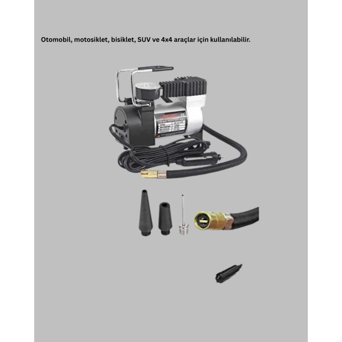 Ağır Hizmet Tipi Oto Kompresör 140 PSI Manometreli -