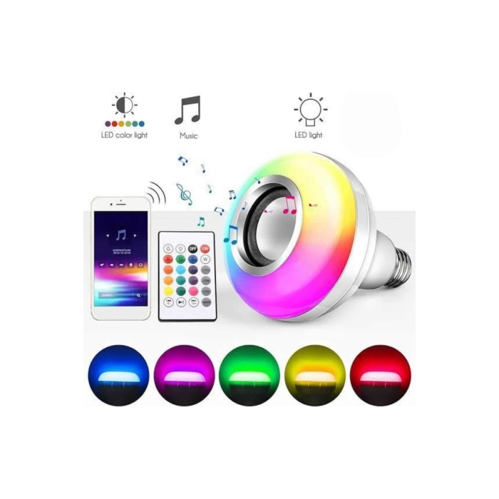 Bluetooth Hoparlör Akıllı Rgb Led Işık Renk Değiştirme Ses Bombası Ampül Görünümlü -