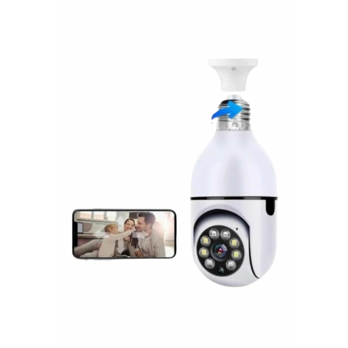 Wifi Güvenlik Kamerası Çift kameralı Ampule Takılabilir Sensörlü -