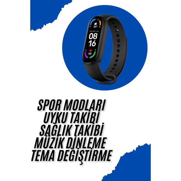 Akıllı Uyumlu Bileklik M6 Adımsayar Spor Modları Çağrı Görme Türkçe Menü -