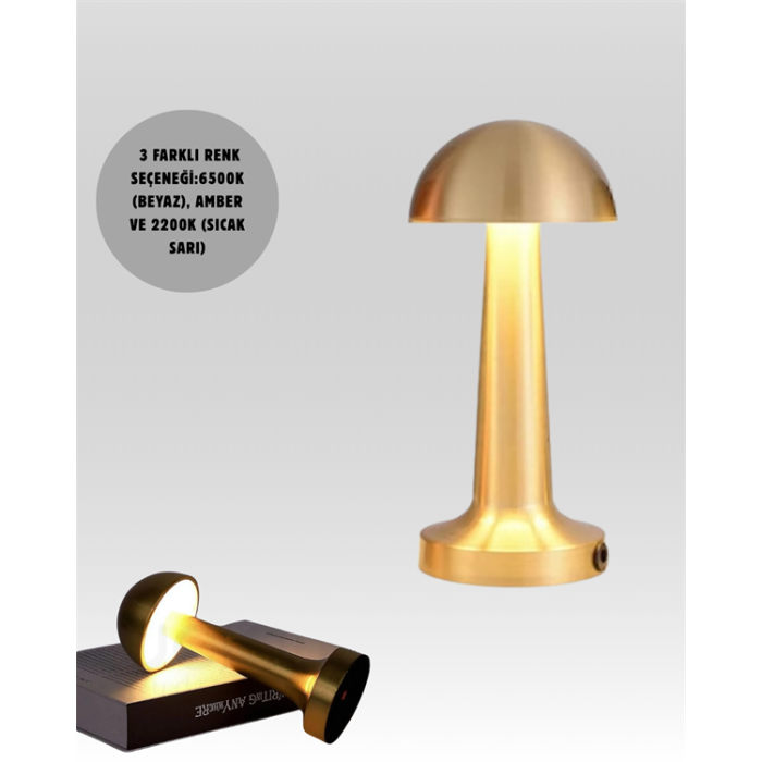 USB Şarjlı Dokunmatik LED Masa Lambası – 3 Renk Modu & Dimmer -