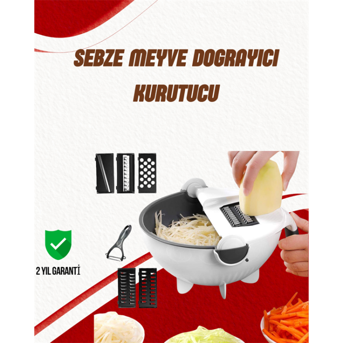 Süzgeçli Çok Fonksiyonlu Döner Rende ve Doğrayıcı -