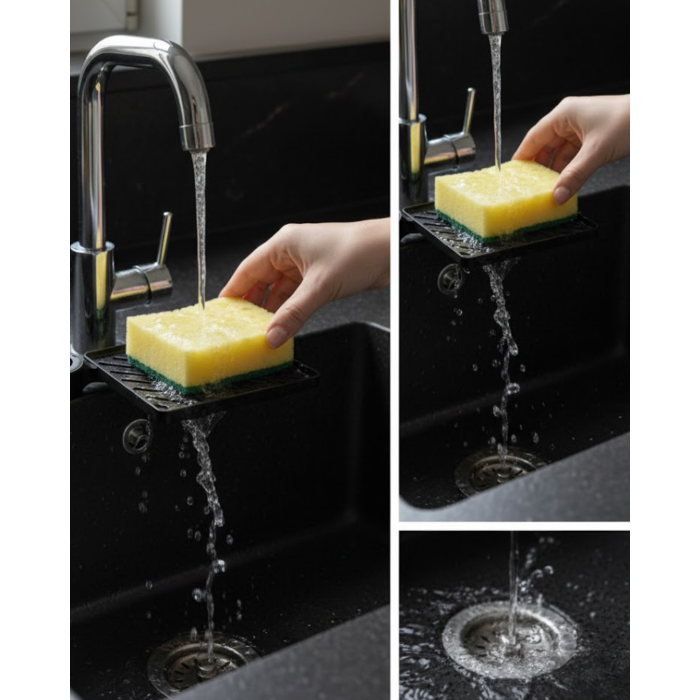 Musluğa Monte Süngerlik Damlama Özellikli Mutfak Organizatörü -