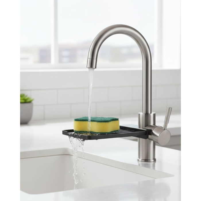 Musluğa Monte Süngerlik Damlama Özellikli Mutfak Organizatörü -