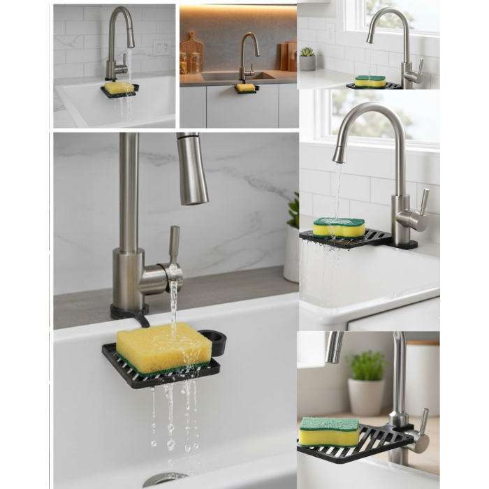 Damlama Tepsili Musluk Sünger Tutucu Tezgâh Üstü Düzenleyici -