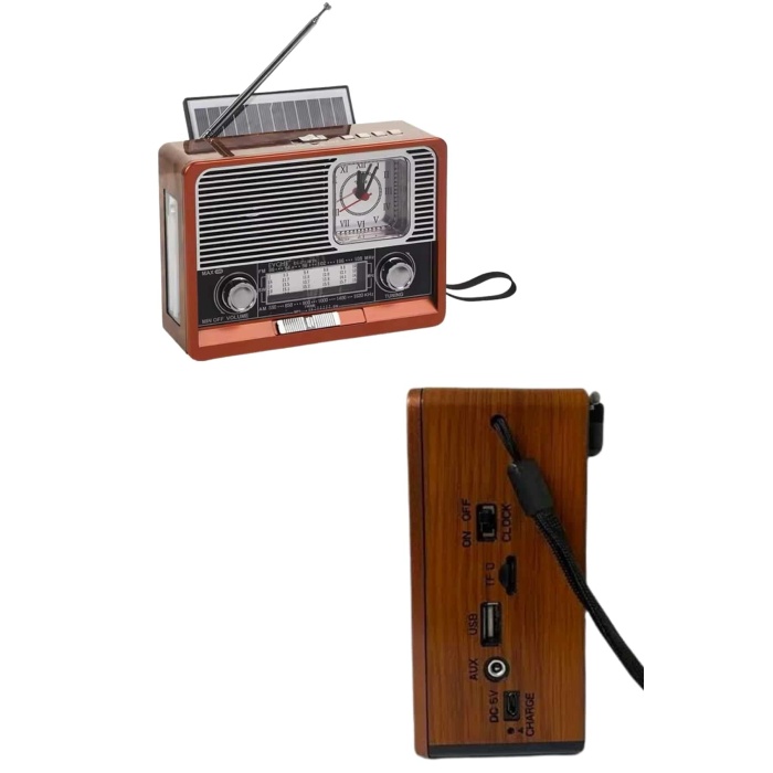 Vintage Nostaljik Radyo AUX USB SD Kart Girişli Şarjlı Bluetooth Bağlantılı -