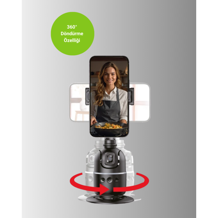 Sosyal Medya İçerikleri İçin Otomatik Yüz Takipli 360° Döner Gimbal Stand -