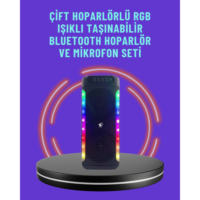 Ev ve Dış Mekan Kullanımına Uygun RGB Işıklı Hoparlör -