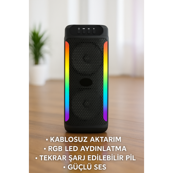 Ev ve Dış Mekan Kullanımına Uygun RGB Işıklı Hoparlör -