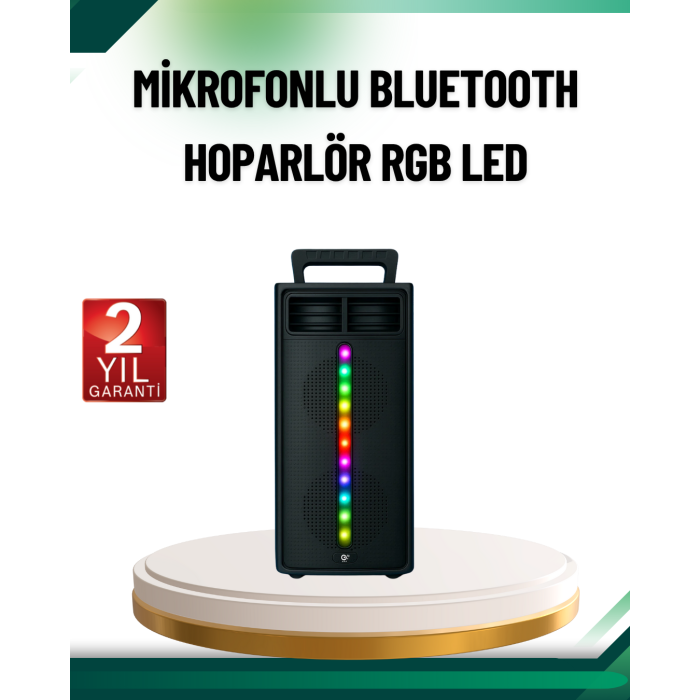 Şarjlı Işıklı Bluetooth Hoparlör | USB, AUX, TF Kart ve Radyo Destekli -
