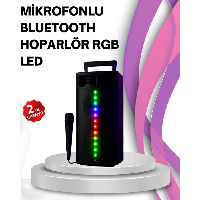 Renkli Işıklı Bluetooth Hoparlör – Taşınabilir, Güçlü Ses Performansı -