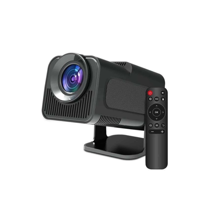 Android Projeksiyon Siyah Taşınabilir Sinema Projektörü 4k 1080p Ev Sineması Bluetooth -