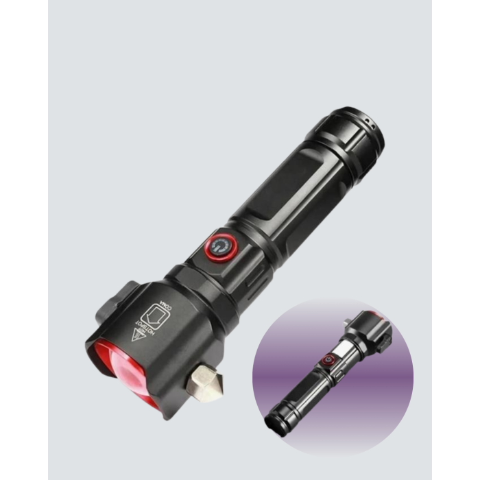 Çekiçli Pusulalı Acil Durum Feneri USB Şarjlı Çok Fonksiyonlu -