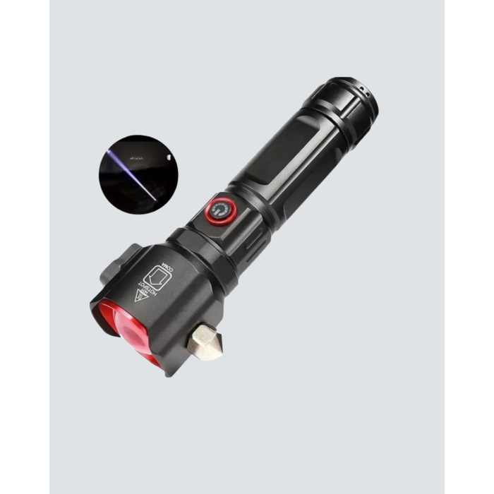 Çekiçli Pusulalı Acil Durum Feneri USB Şarjlı Çok Fonksiyonlu -
