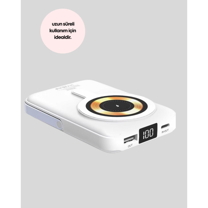Manyetik Kablosuz Powerbank 22.5W Hızlı Şarj LCD Ekranlı -