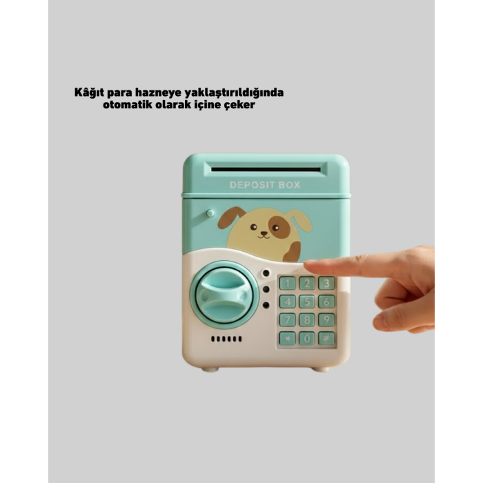 Su Yeşili Elektronik Şifreli ATM Tasarımlı Para Biriktirme Kumbarası -