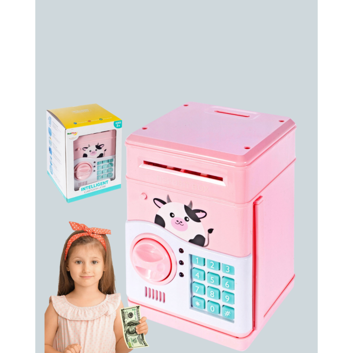 Pembe ATM Kasa Görünümlü Elektronik Şifreli Çocuk Kumbarası -