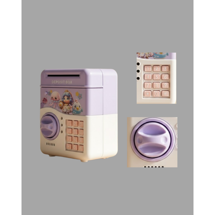 Çocuklar İçin Elektronik Şifreli Para Biriktirme Kumbarası Mor -