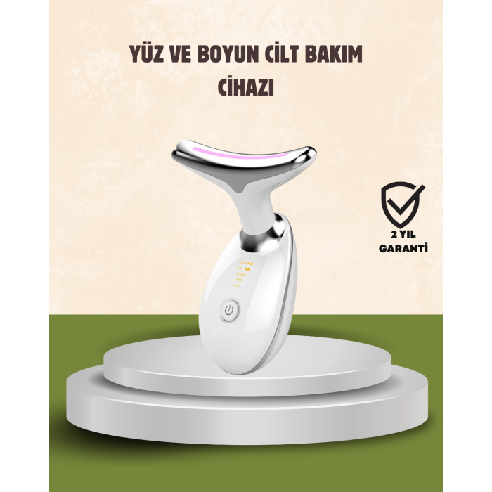 Cilt Yenileyici Şarjlı Güzellik Aleti – Pozitif/Negatif İyon, Titreşimli Masaj ve Kırmızı-Mavi-Yeşil Işıkla -