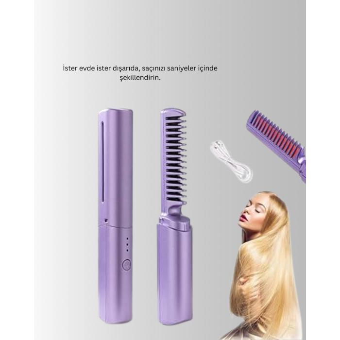 Taşınabilir Saç Düzleştirici Tarak – Ayarlanabilir Isı Kontrollü -