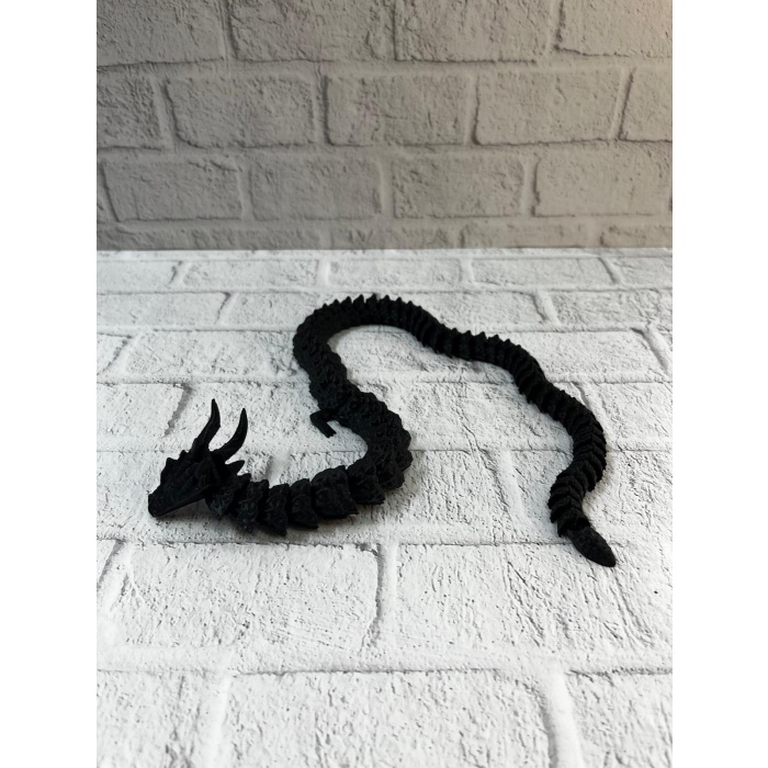 Siyah Hareketli Ejderha Figürü Esnek Gövdeli Dekoratif Tasarım 60 cm -