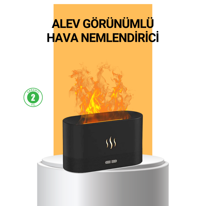 Modern Tasarımlı Alev Efektli LED Aromaterapi Hava Nemlendirici -