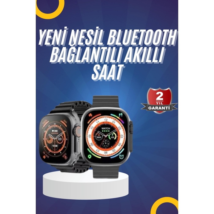 Yeni Model Akıllı Saat Ultra Smart Watch Gümüş Kasa 45mm Titreşim -