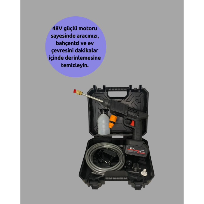 Akülü Basınçlı Yıkama Tabancası 450PSI Su Püskürtme Makinesi -