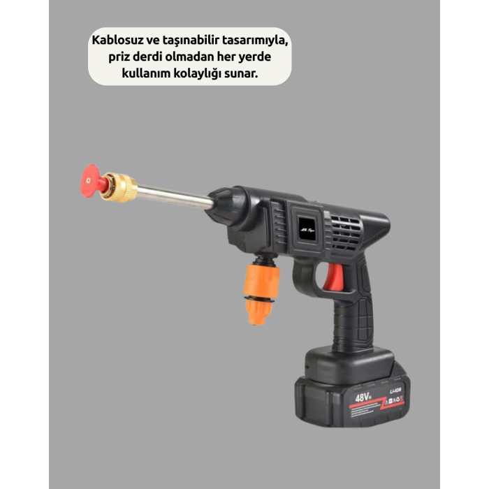 Yüksek Basınçlı Şarjlı Yıkama Tabancası Su Tabancası Hortumlu -
