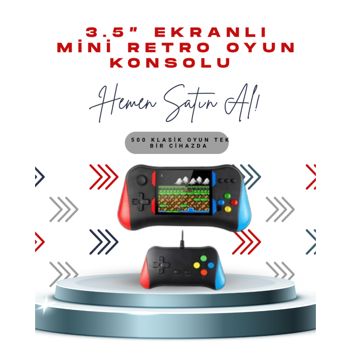 X7M Vintage 3.5 İnç 500’ü 1 Arada Klasik Oyun Konsolu -
