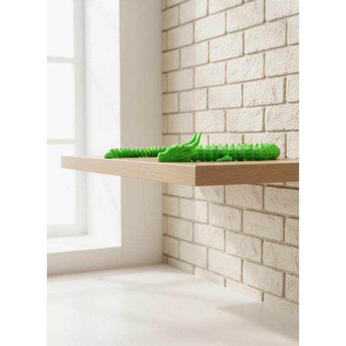 Yeşil Hareketli Ejderha Figürü Esnek Gövdeli Fantastik Dekor 60 cm -