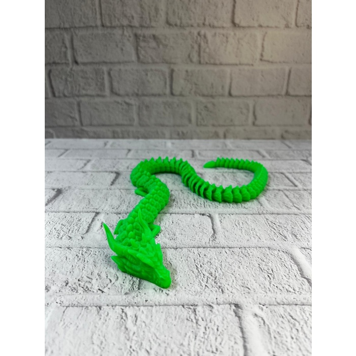 Yeşil Hareketli Ejderha Figürü Esnek Gövdeli Fantastik Dekor 60 cm -