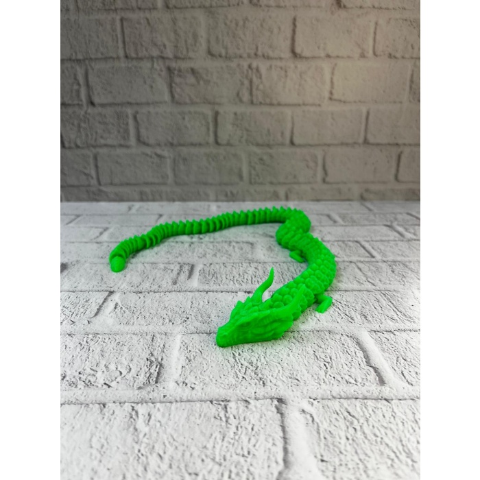 Yeşil Hareketli Ejderha Figürü Esnek Gövdeli Fantastik Dekor 60 cm -