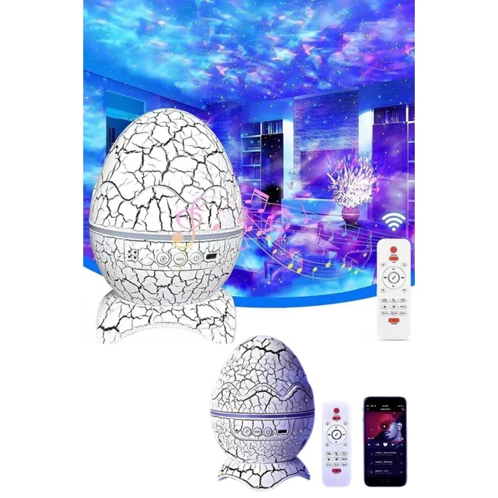 Bluetooth Hoparlör Dinozor Yumurtası Gece Masa Lambası Projektör -