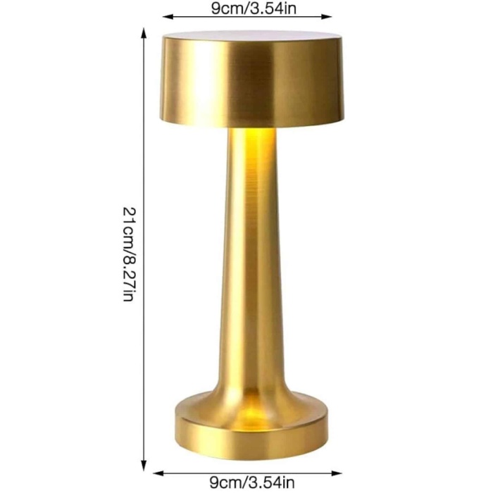 Altın Rengi Masa ve Gece Lambası Dokunmatik Şarjlı Masa Lambası -