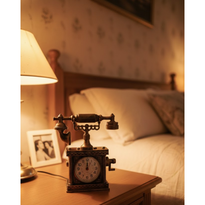 ZN8808B TELEFON ŞEKLİNDE ÇALAR SAAT BRONZ -