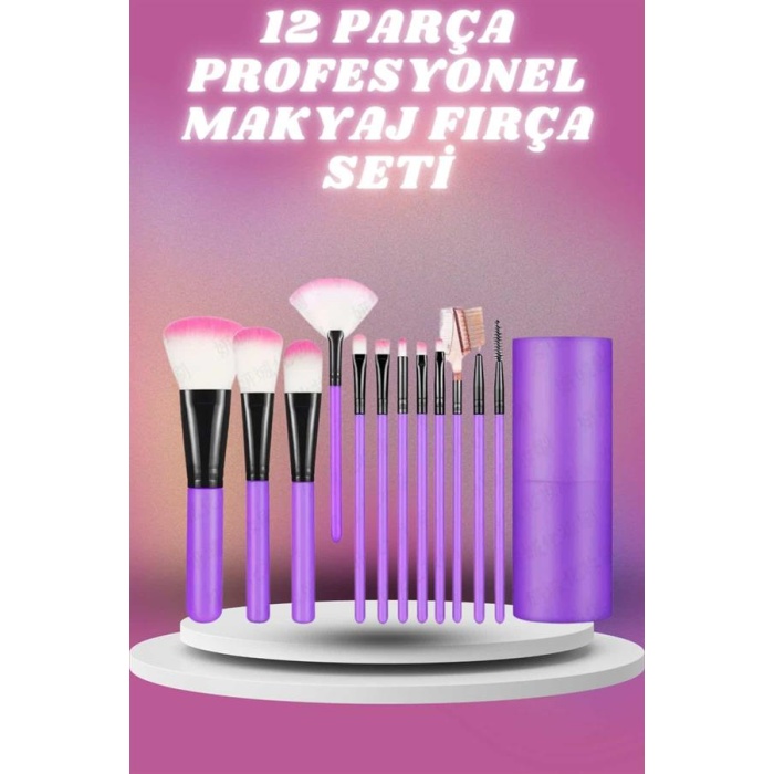 12 Parça Profesyonel Makyaj Seti Yumuşak Kıllı Yüz ve Göz Makyajına Uygun -