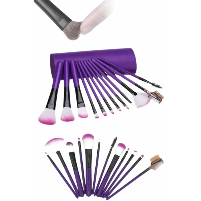 12 Parça Yumuşak Uçlu Makyaj Fırça Set-Göz ve Yüz Makyajı İçin Fırça Seti Profesyonel Makyaj Seti -