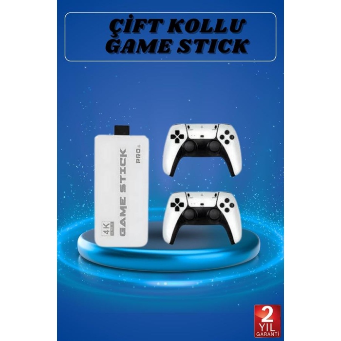 Game Stick 4K Retro Çift Kollu Atari Oyunlari +20000 Oyunlu Konsol Nostalji -