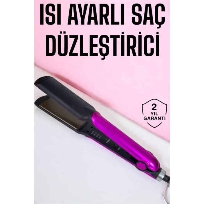 Saç Düzleştirici Isı Ayarlı Seramik Kaplama Döner Kablo Yıpranma Karşıtı -